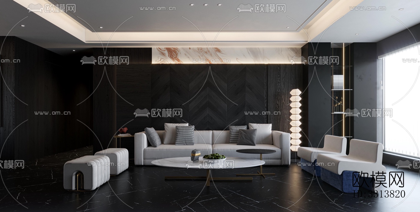 现代客餐厅效果图下载（渲染图2）