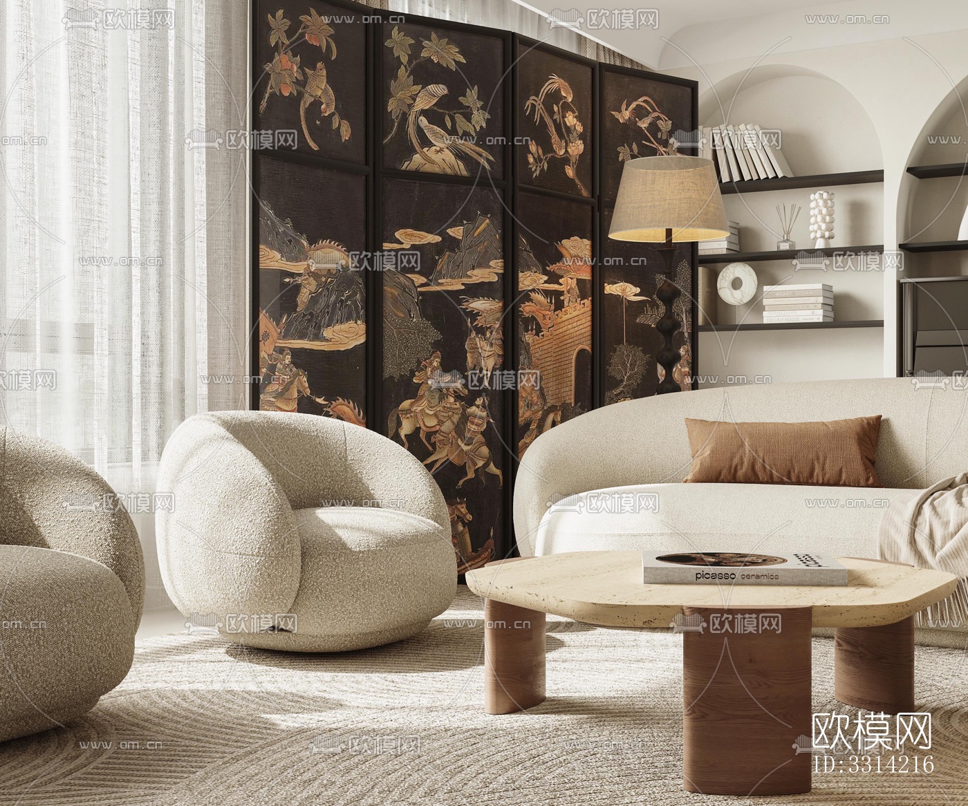 现代客餐厅效果图下载（渲染图8）