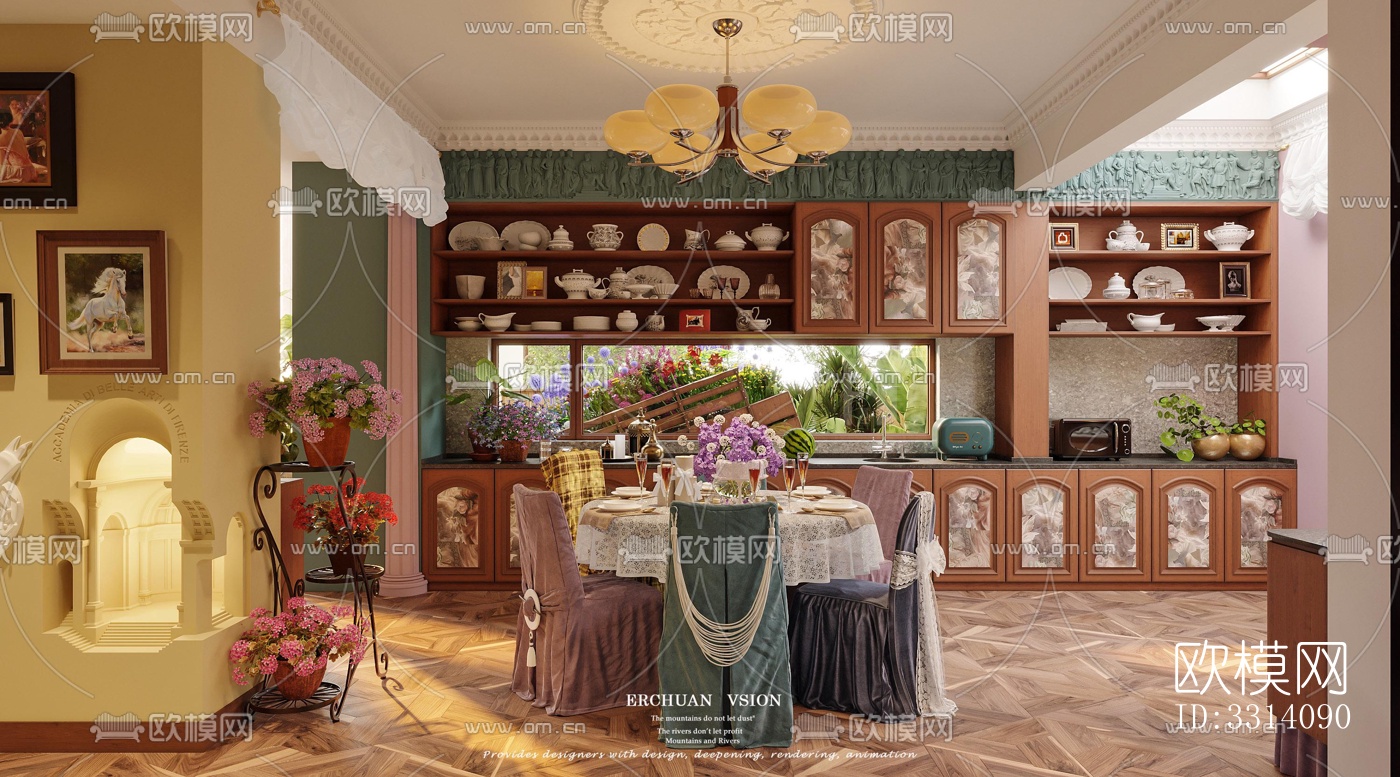 现代客餐厅效果图下载（渲染图10）