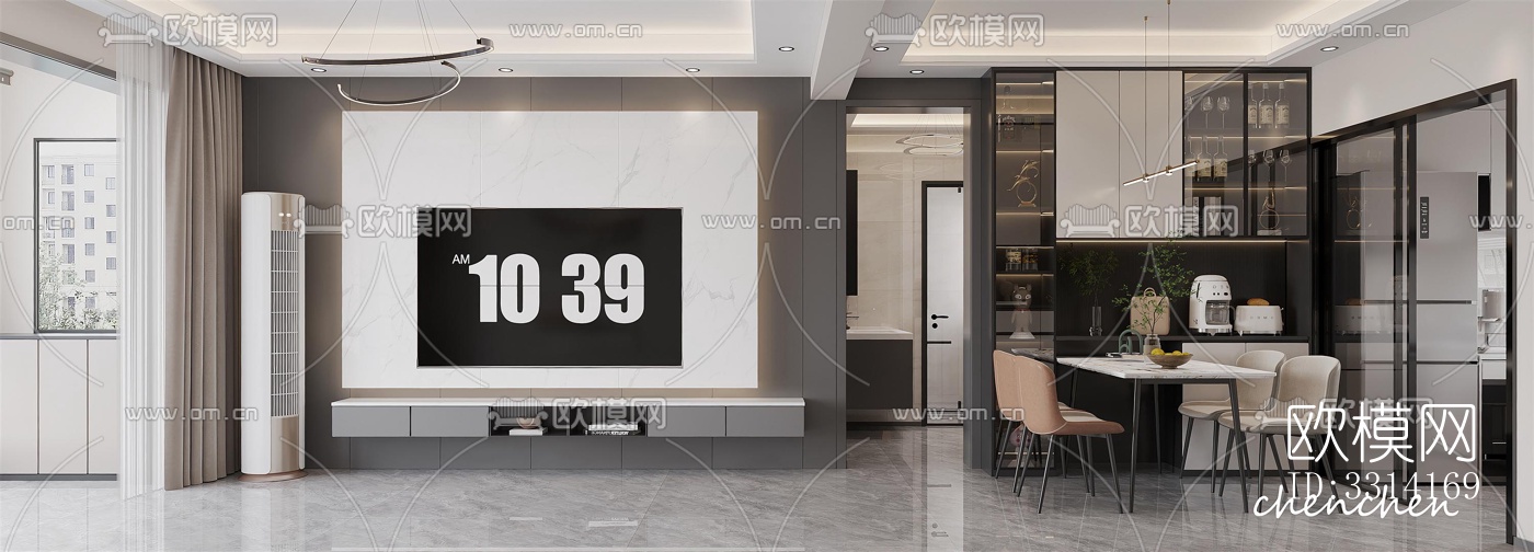 现代客餐厅效果图下载（渲染图2）