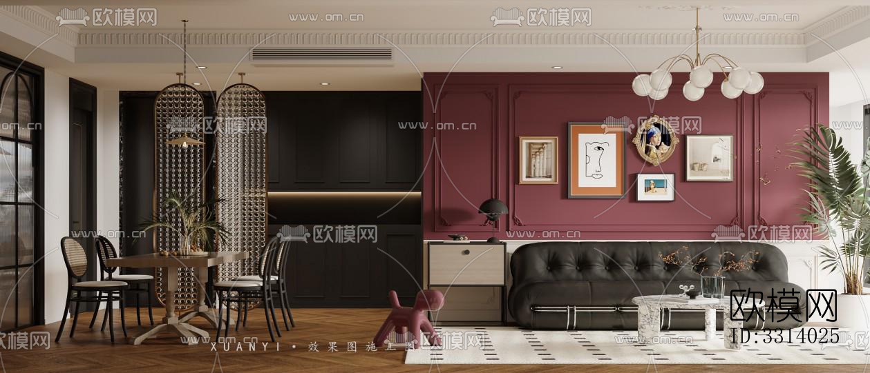 现代客餐厅效果图下载（渲染图5）