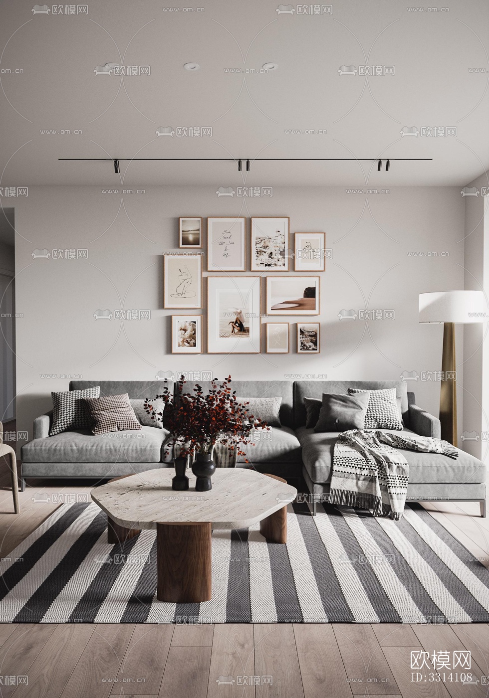 现代客餐厅效果图下载（渲染图5）