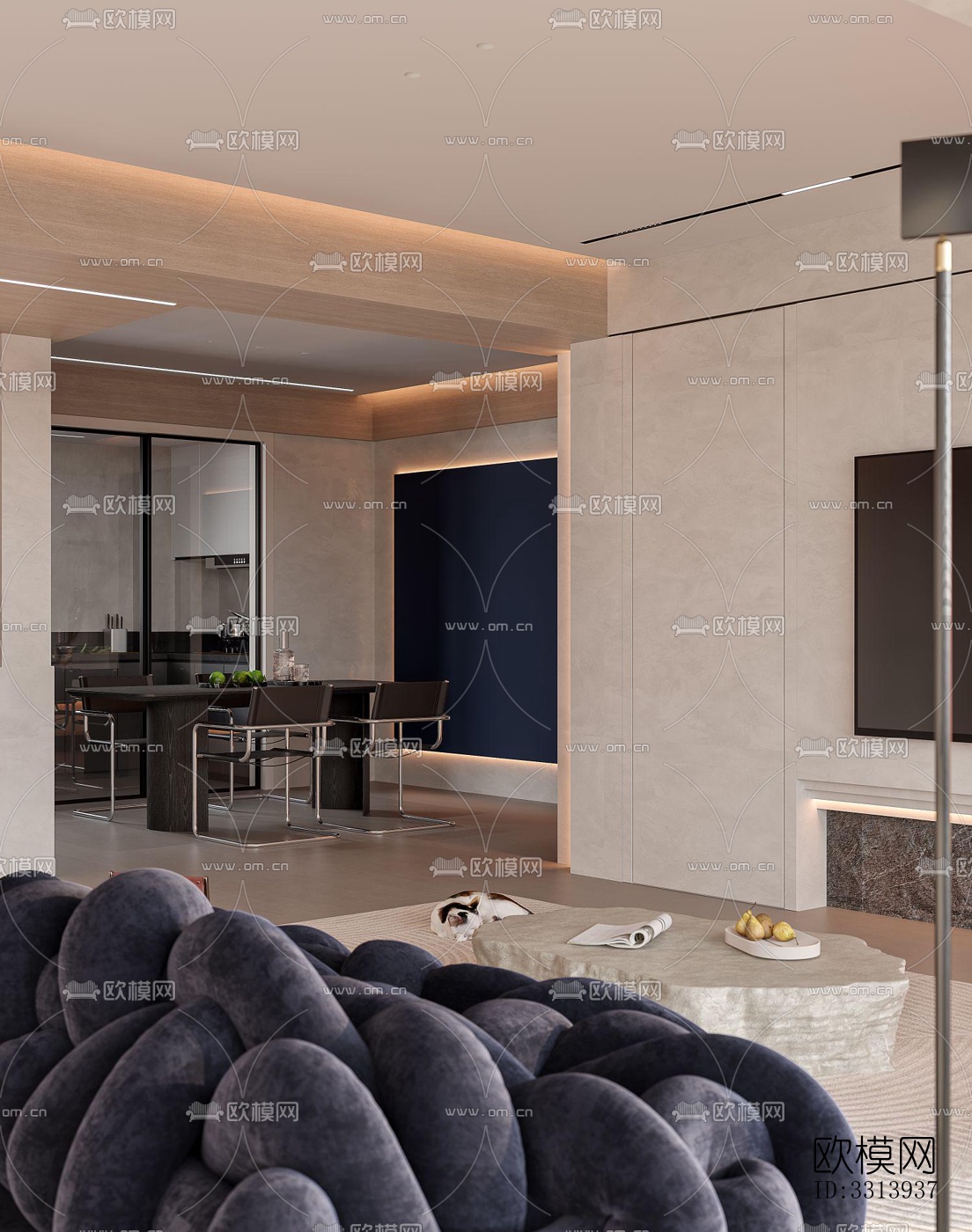 现代客餐厅效果图下载（渲染图6）
