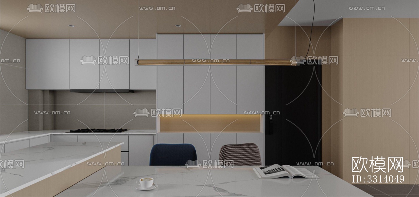 现代客餐厅效果图下载（渲染图9）