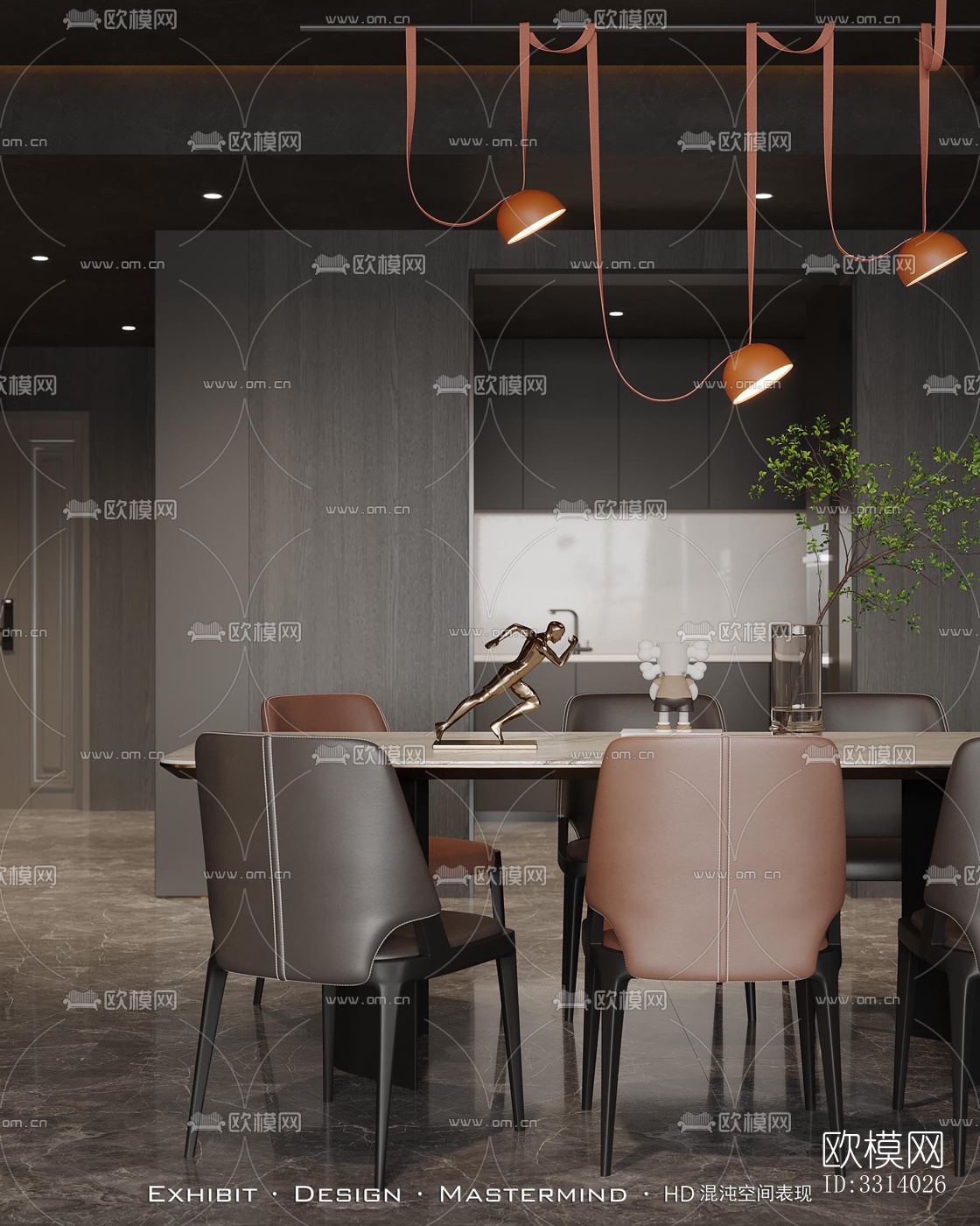 现代客餐厅效果图下载（渲染图6）