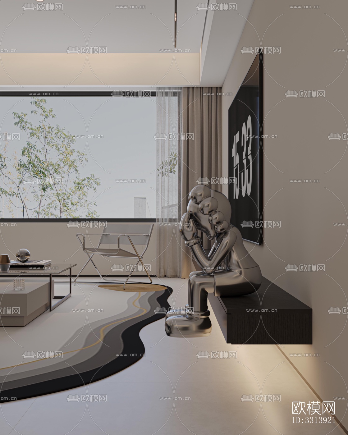 现代客餐厅效果图下载（渲染图11）