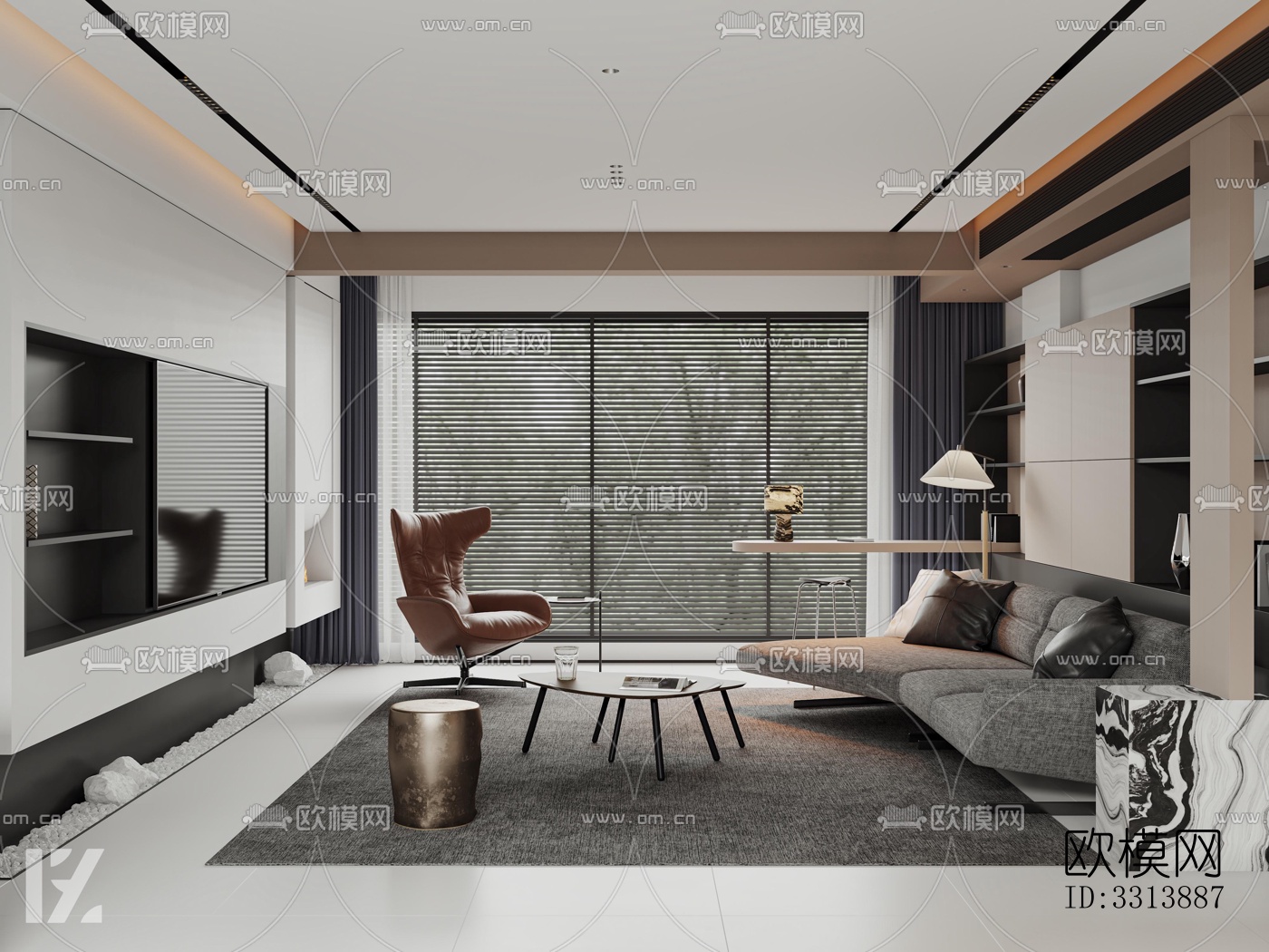 现代客餐厅效果图下载（渲染图2）