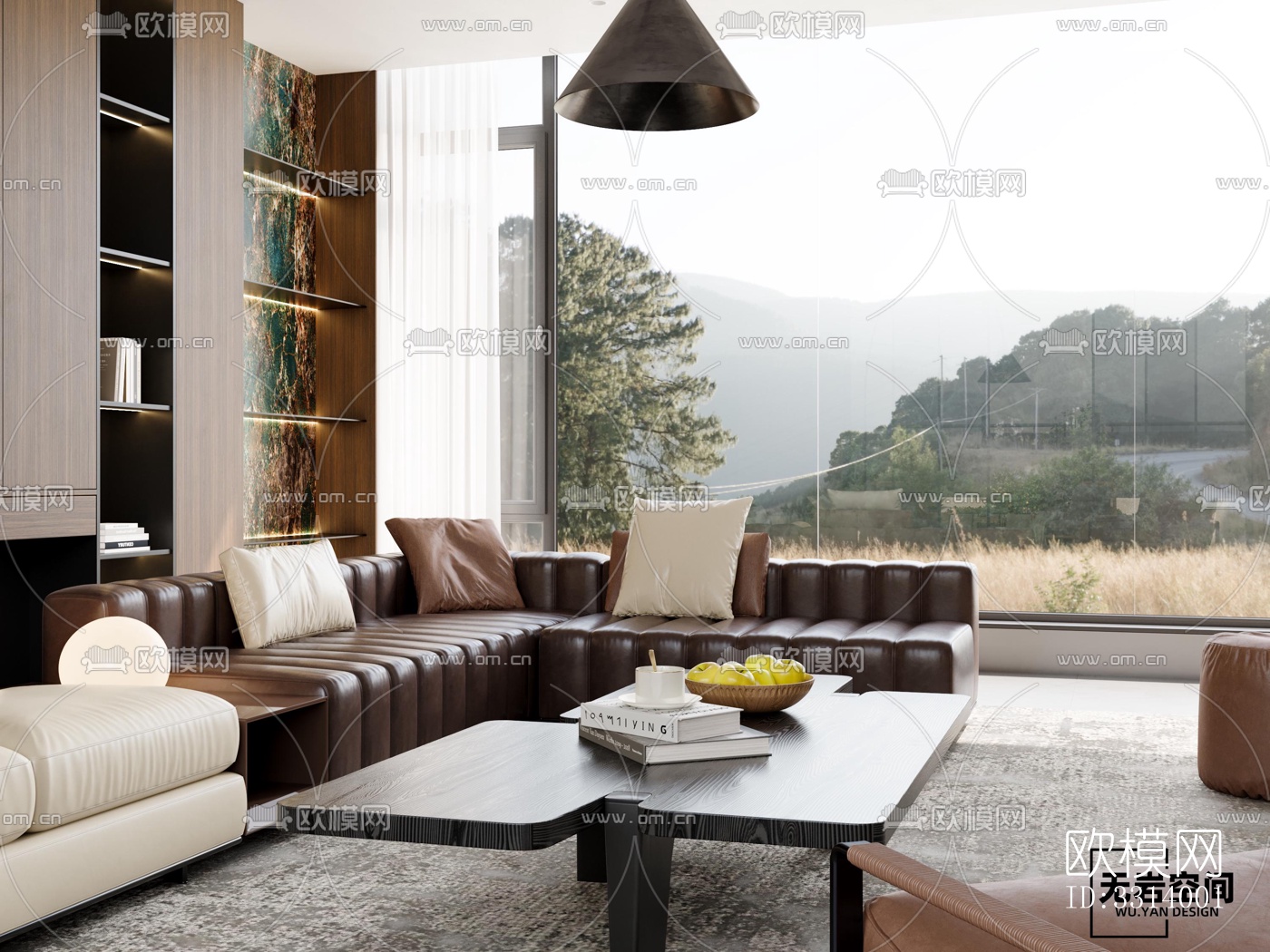 现代客餐厅效果图下载（渲染图1）