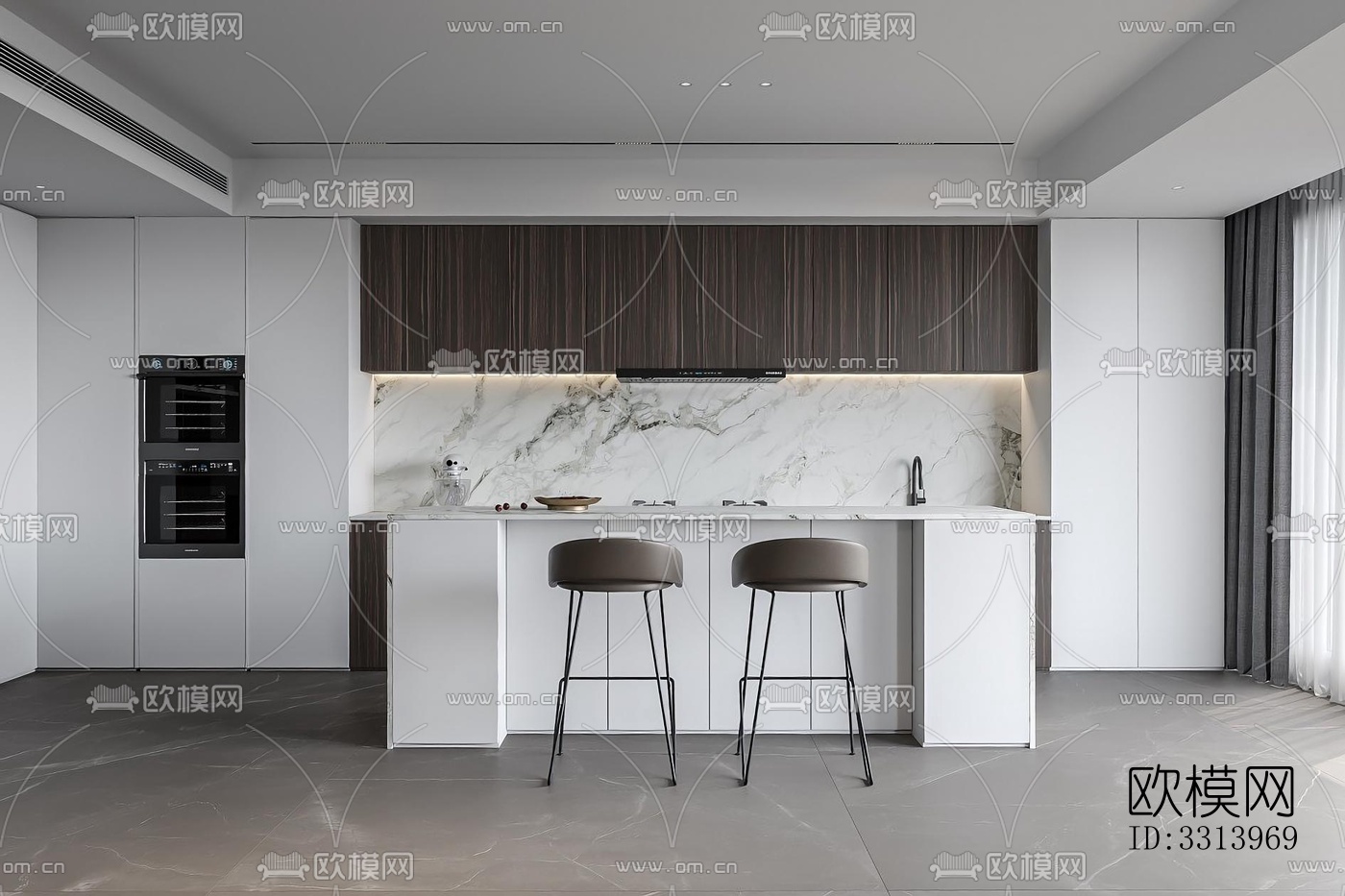 现代客餐厅效果图下载（渲染图4）