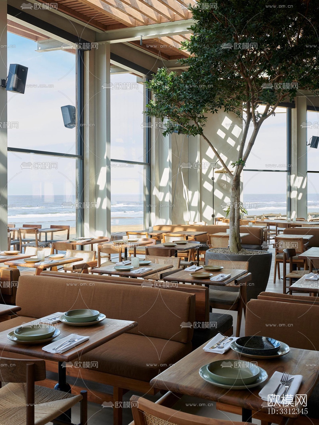 原木风西餐厅效果图下载（渲染图6）