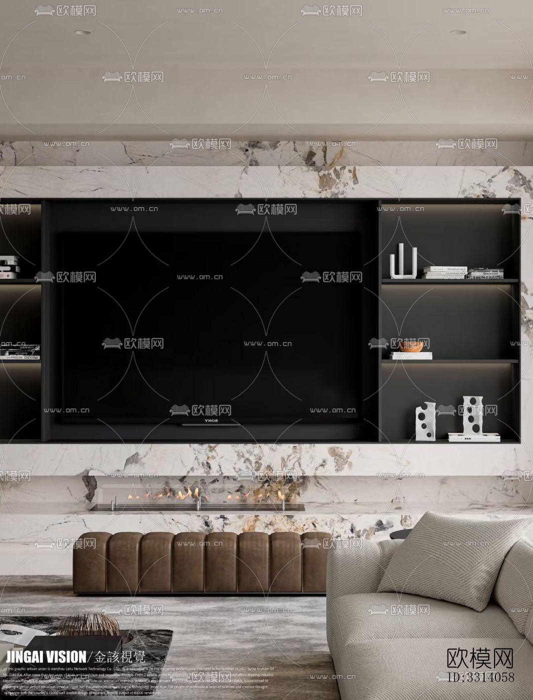 现代客餐厅效果图下载（渲染图2）