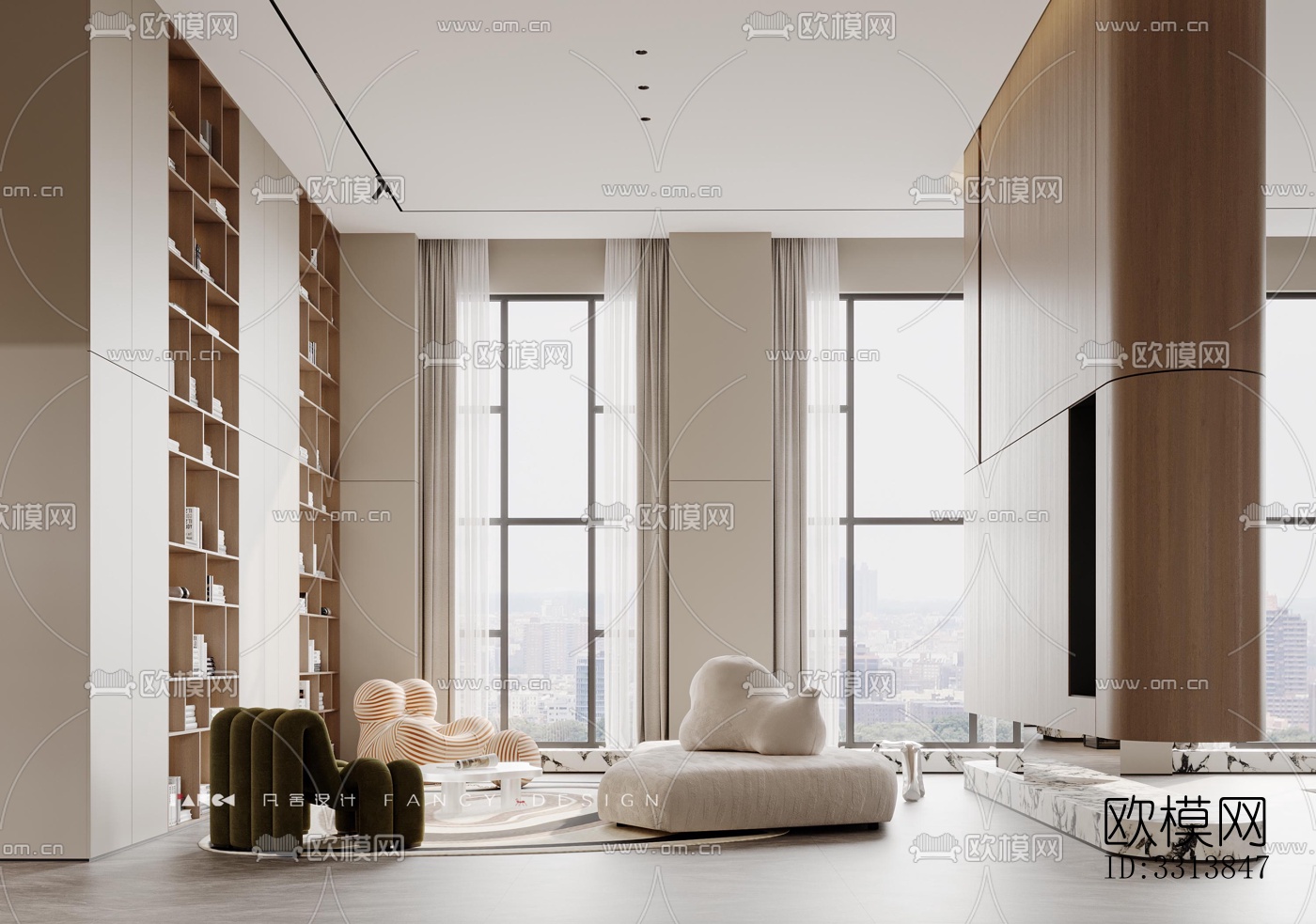 现代客餐厅效果图下载（渲染图11）