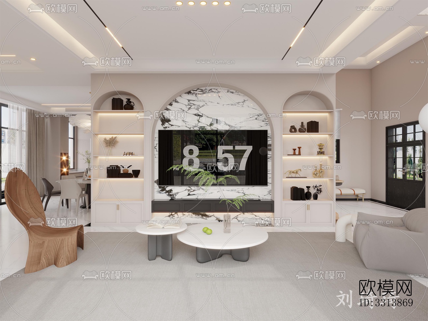 现代客餐厅效果图下载（渲染图2）