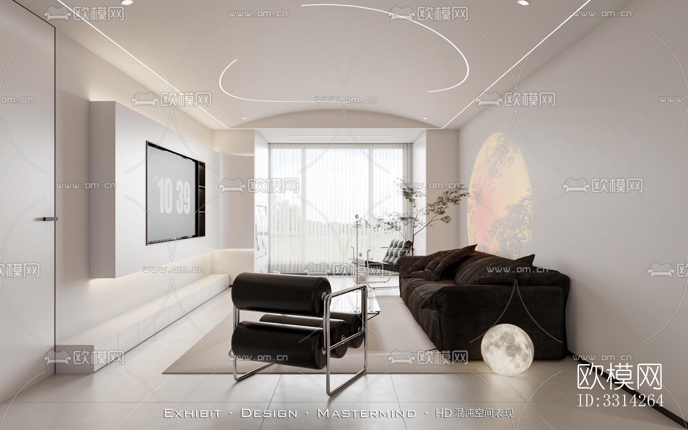 现代客餐厅效果图下载（渲染图3）