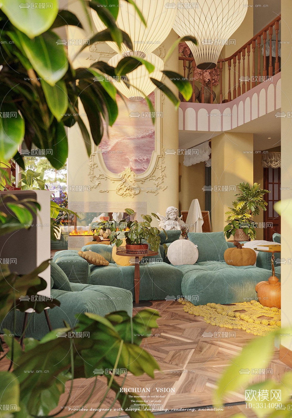 现代客餐厅效果图下载（渲染图12）