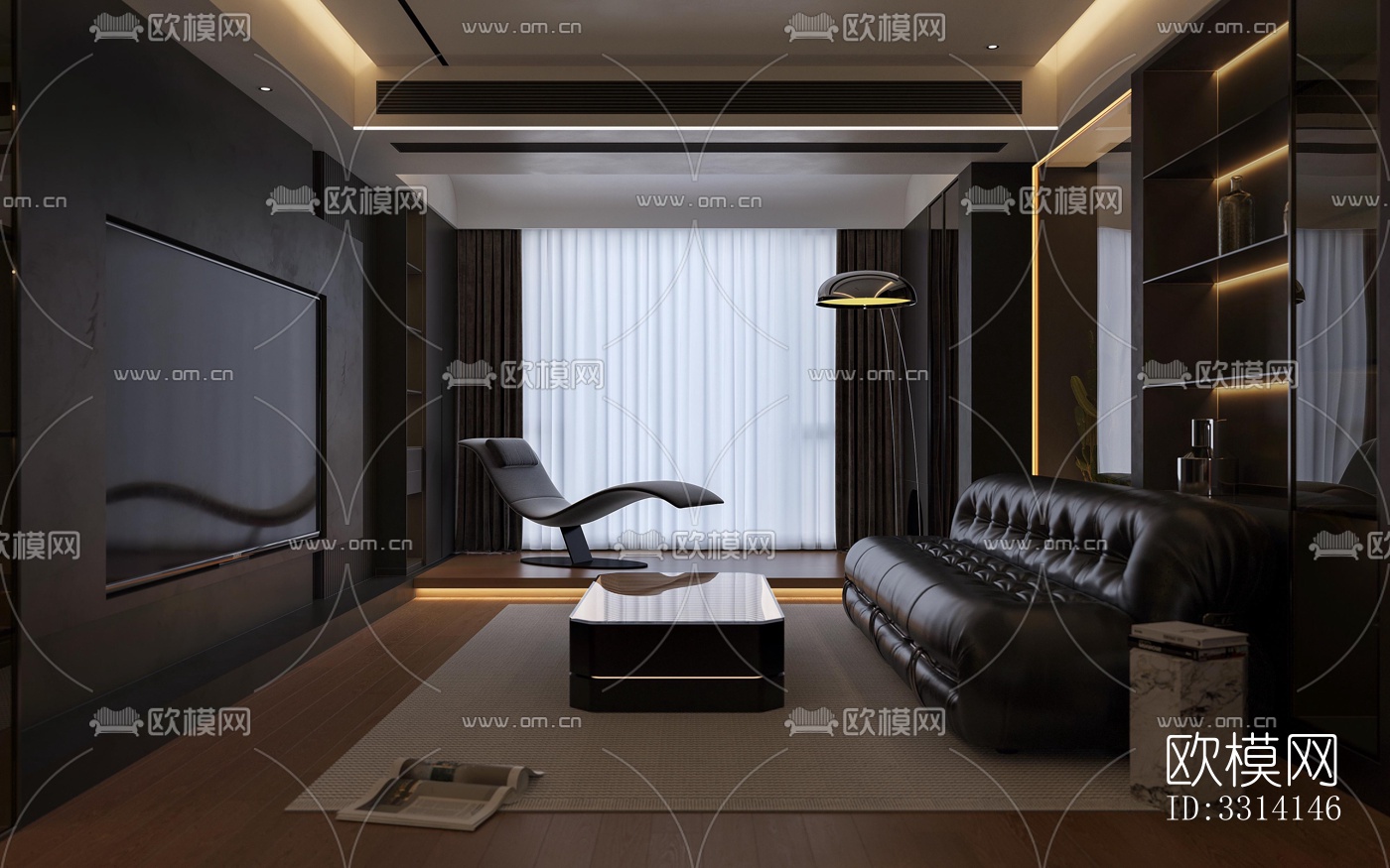 现代客餐厅效果图下载（渲染图3）