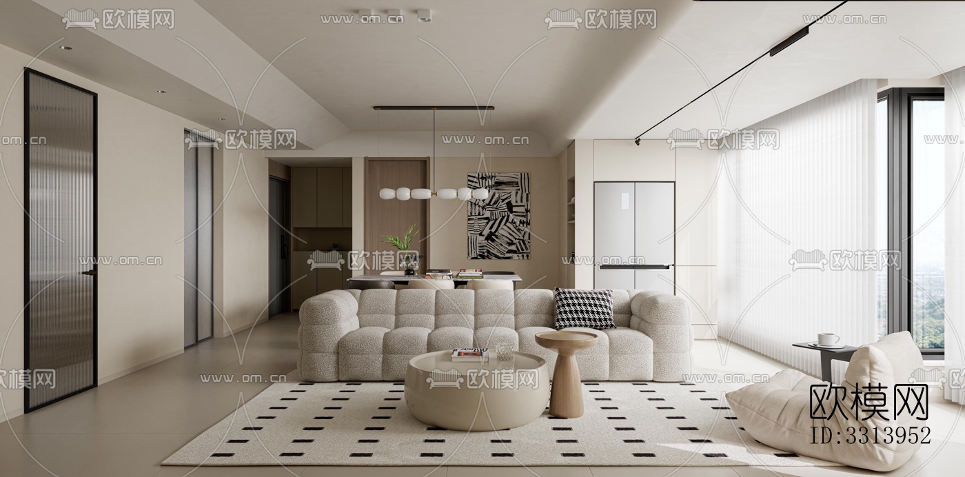 现代客餐厅效果图下载（渲染图11）