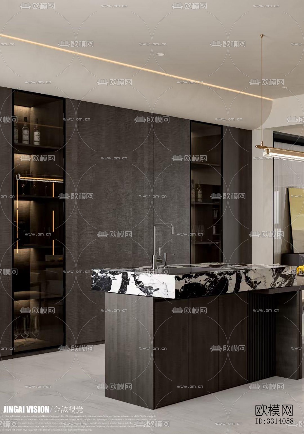 现代客餐厅效果图下载（渲染图5）