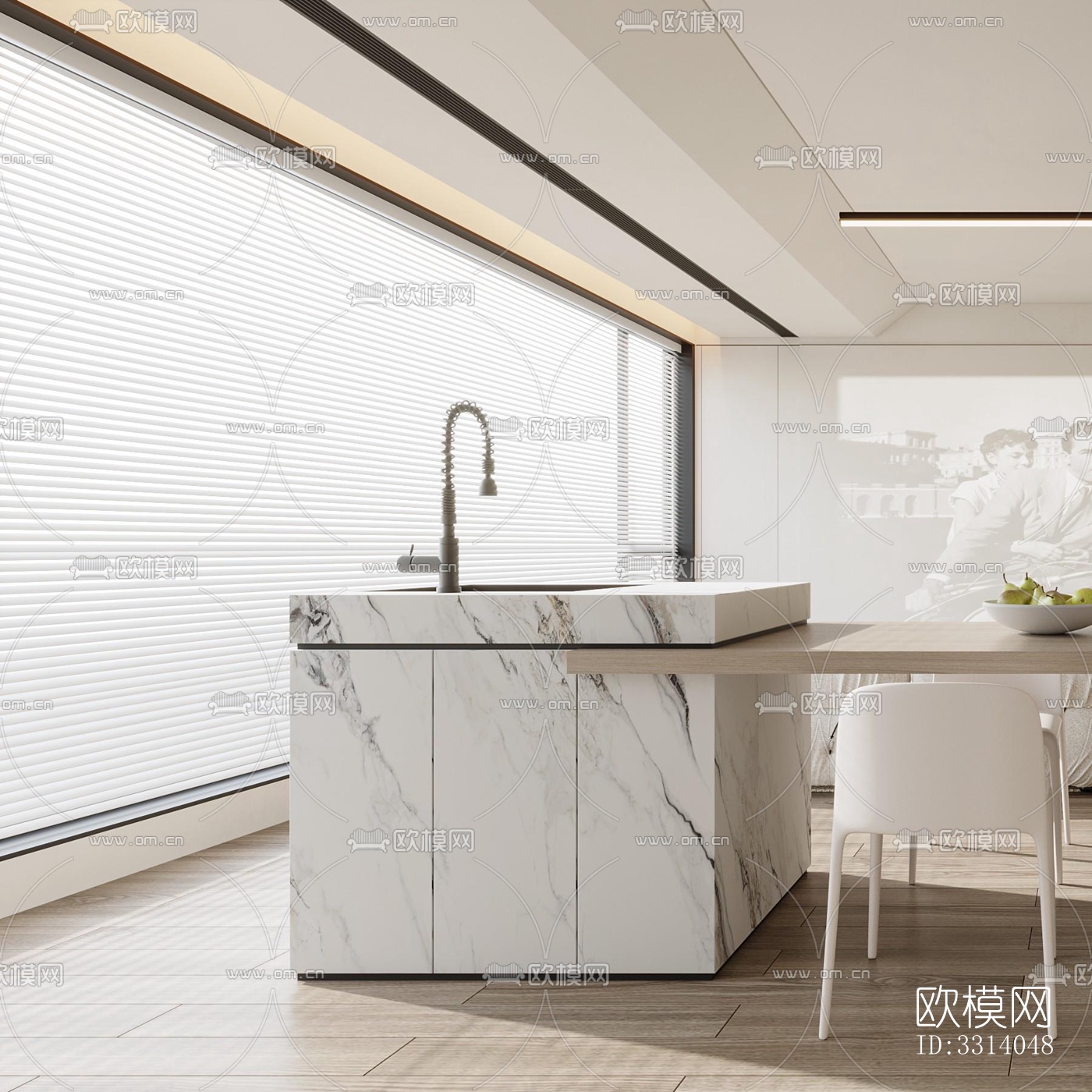 现代客餐厅效果图下载（渲染图7）