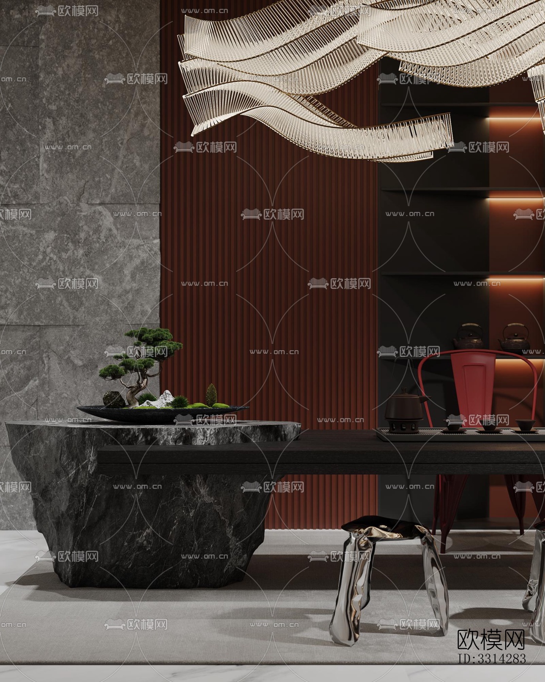 现代客餐厅效果图下载（渲染图3）