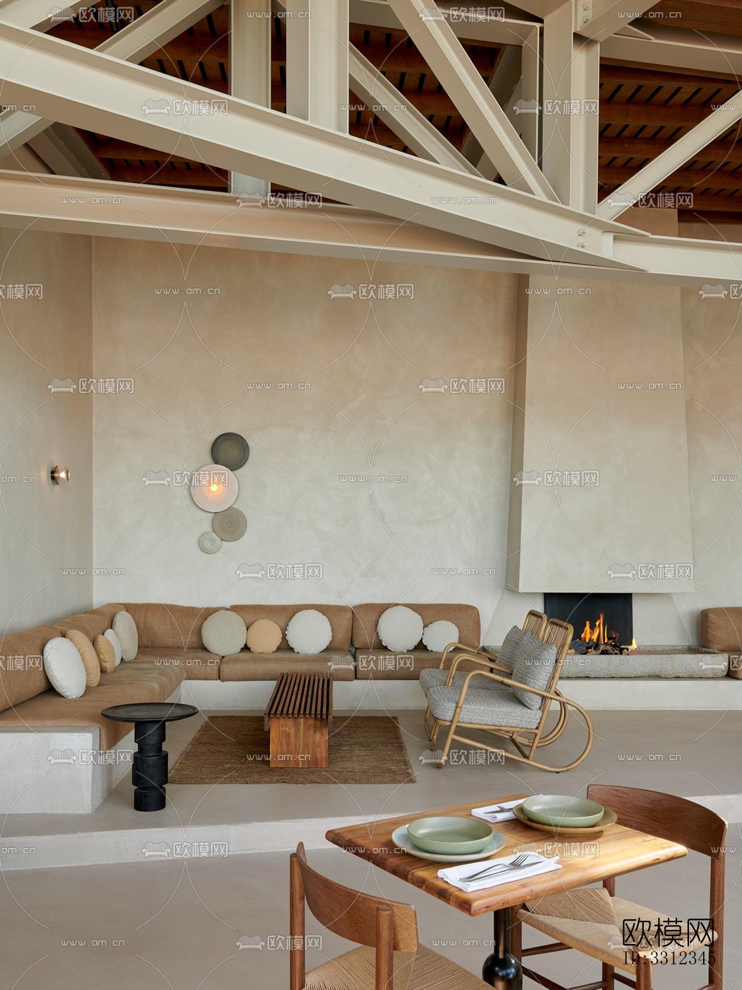 原木风西餐厅效果图下载（渲染图5）