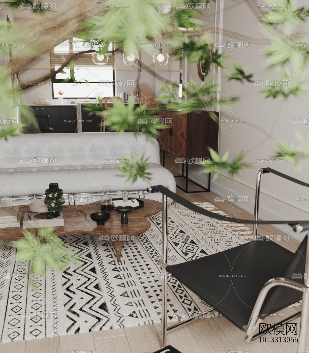 现代客餐厅效果图下载（渲染图9）