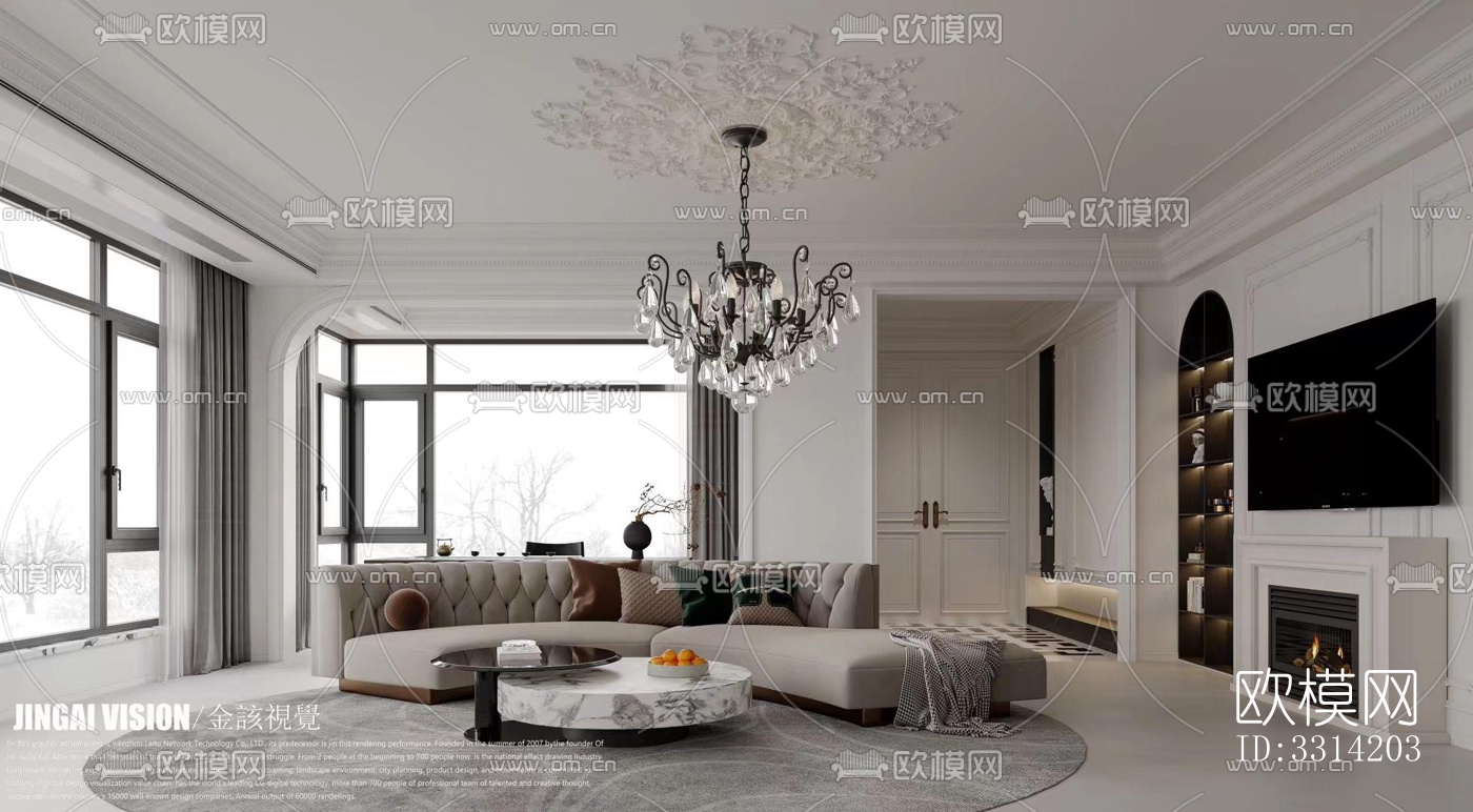 现代客餐厅效果图下载（渲染图5）