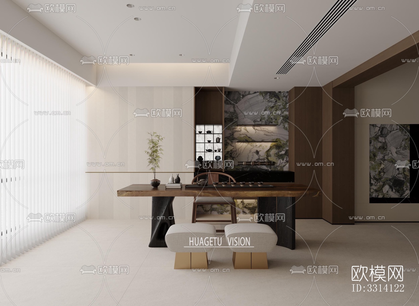 现代客餐厅效果图下载（渲染图1）