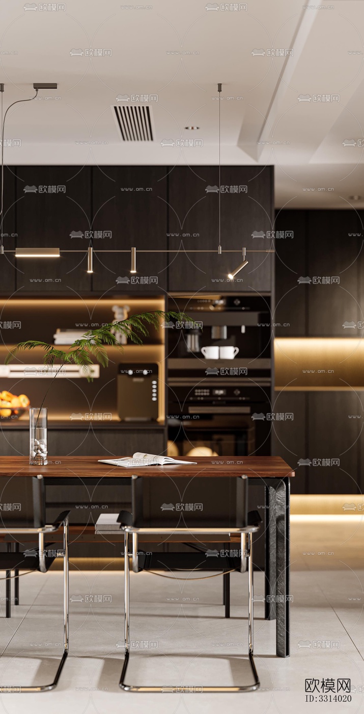 现代客餐厅效果图下载（渲染图7）