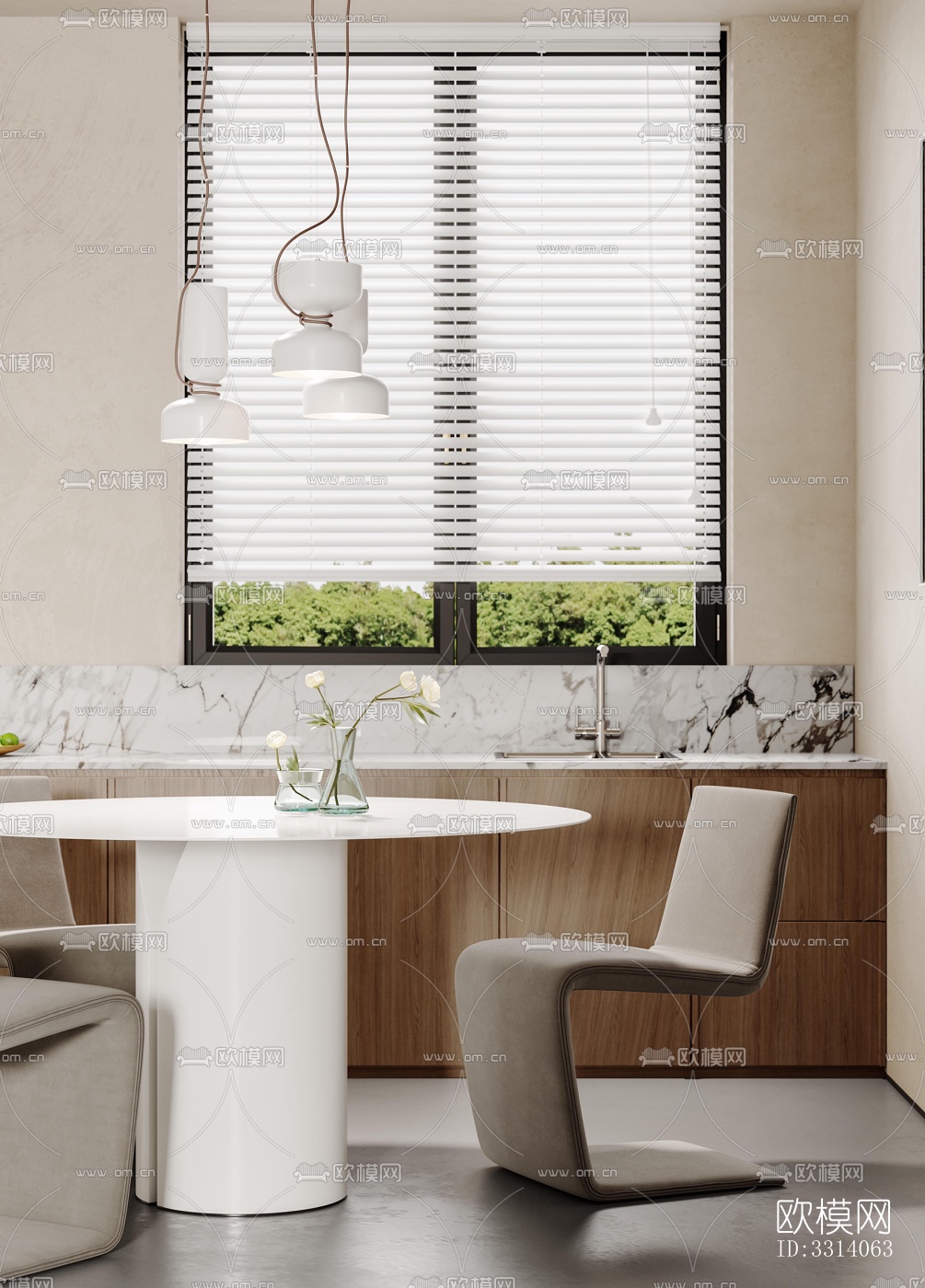 现代客餐厅效果图下载（渲染图6）