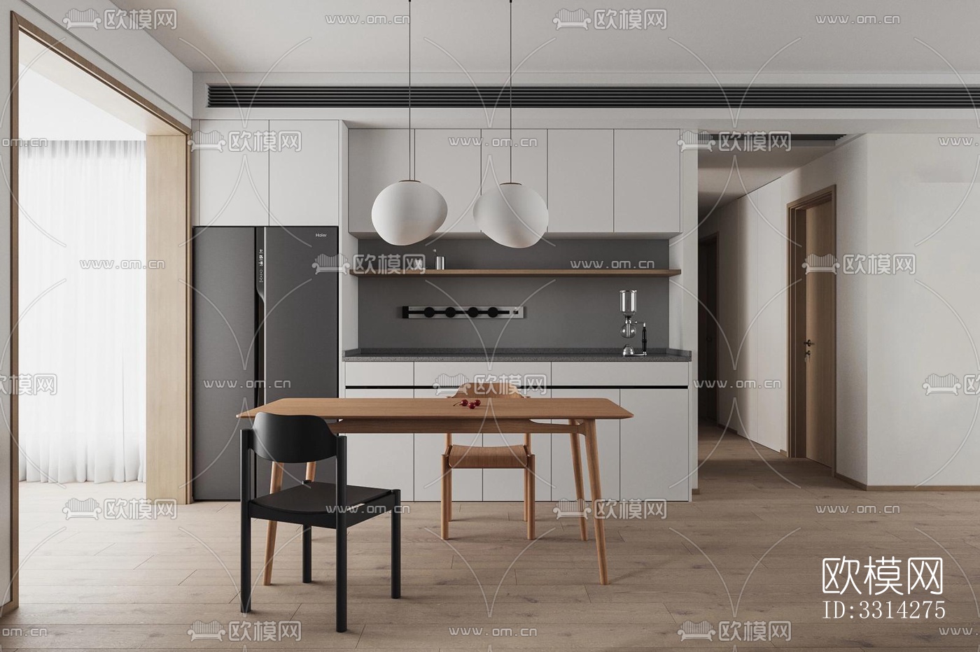 现代客餐厅效果图下载（渲染图7）