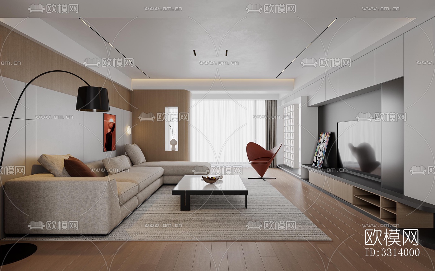 现代客餐厅效果图下载（渲染图3）