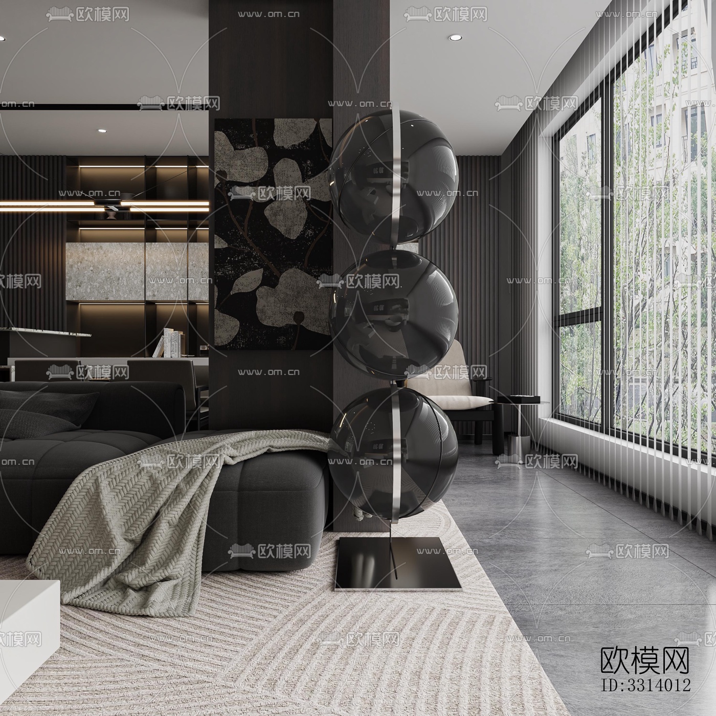 现代客餐厅效果图下载（渲染图12）