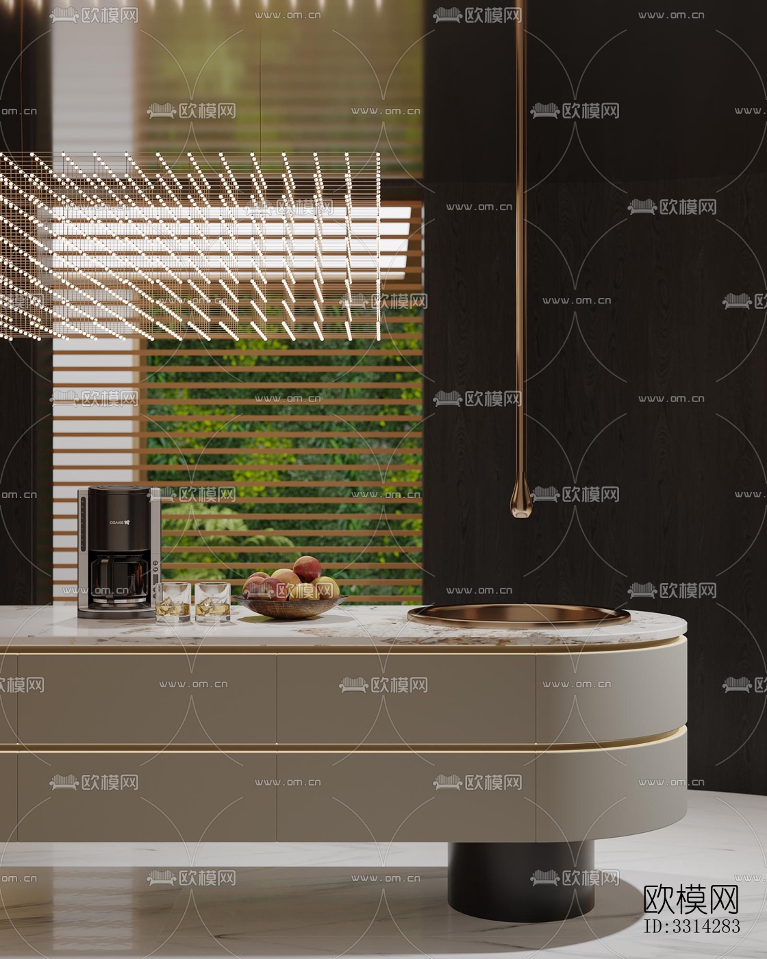 现代客餐厅效果图下载（渲染图2）