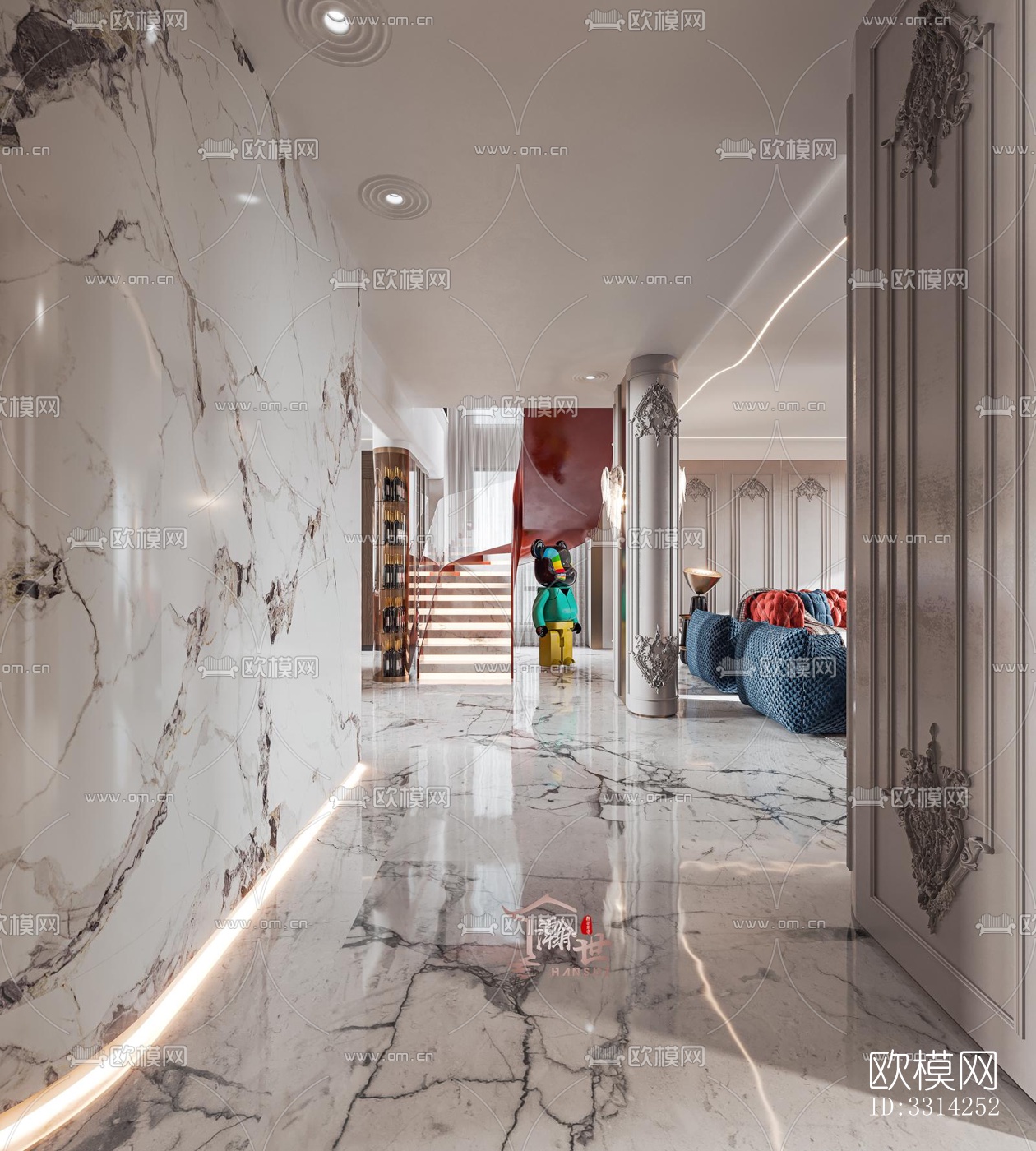 现代客餐厅效果图下载（渲染图5）