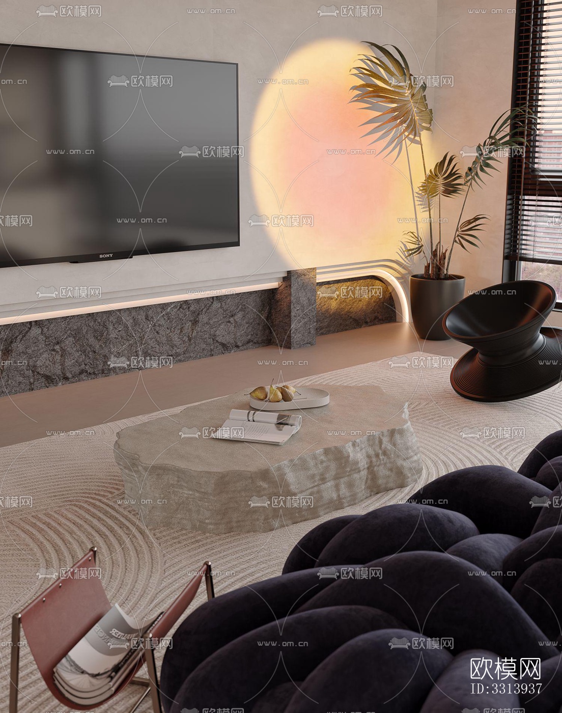 现代客餐厅效果图下载（渲染图4）