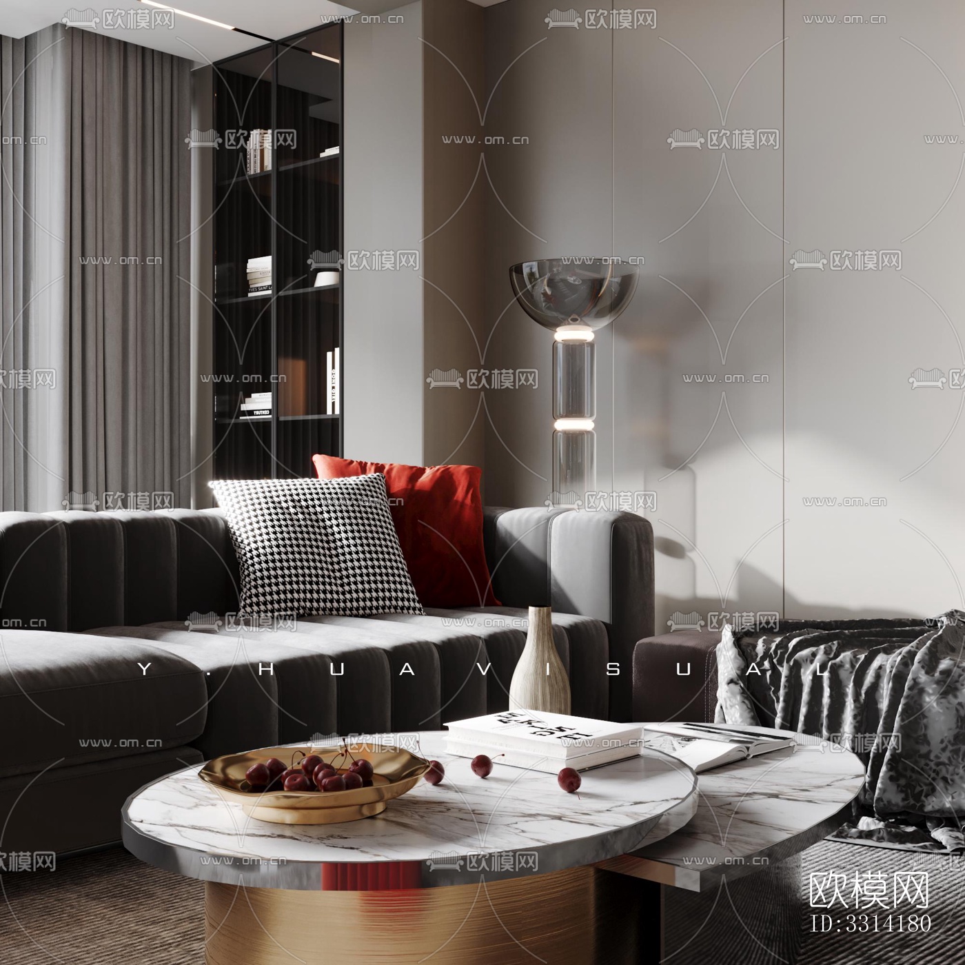 现代客餐厅效果图下载（渲染图5）