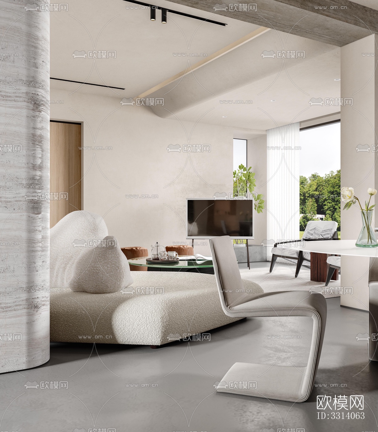 现代客餐厅效果图下载（渲染图12）