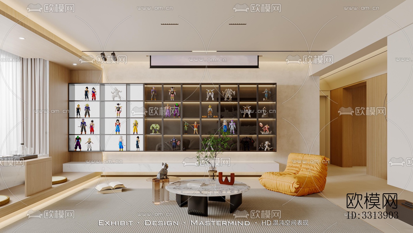 现代客餐厅效果图下载（渲染图1）