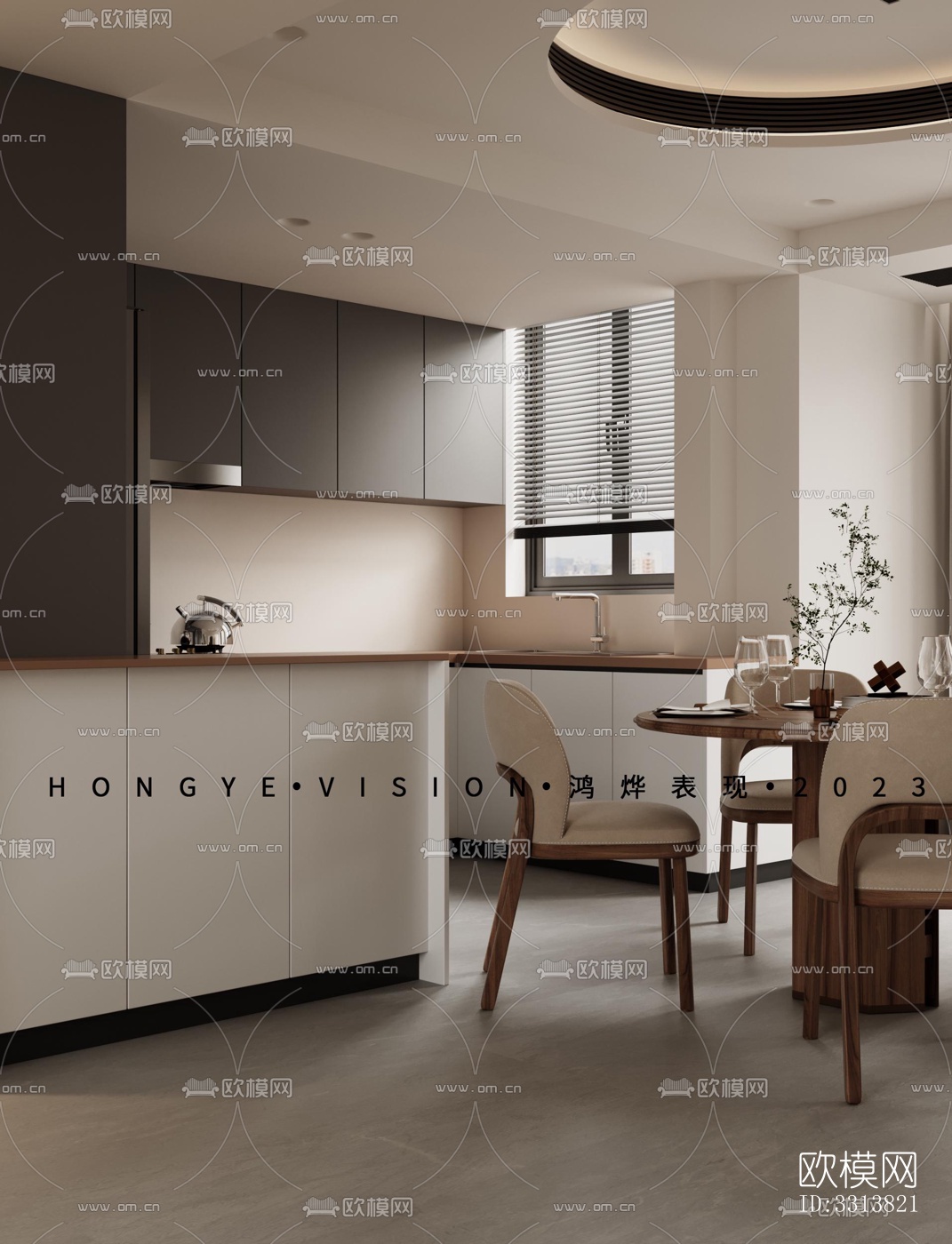 现代客餐厅效果图下载（渲染图5）