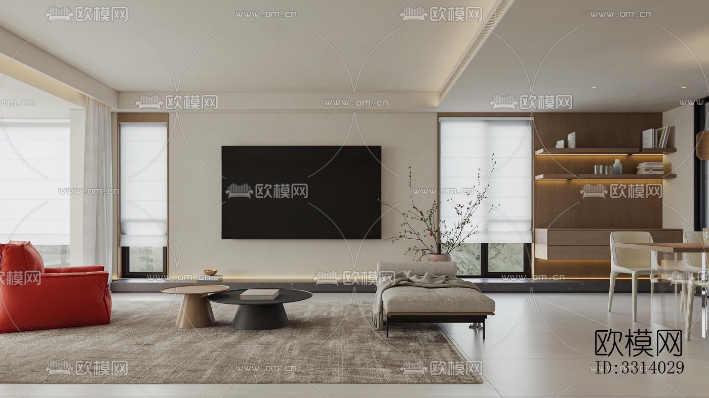 现代客餐厅效果图下载（渲染图2）