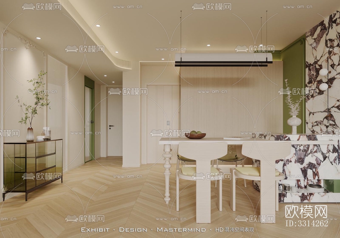 现代客餐厅效果图下载（渲染图5）