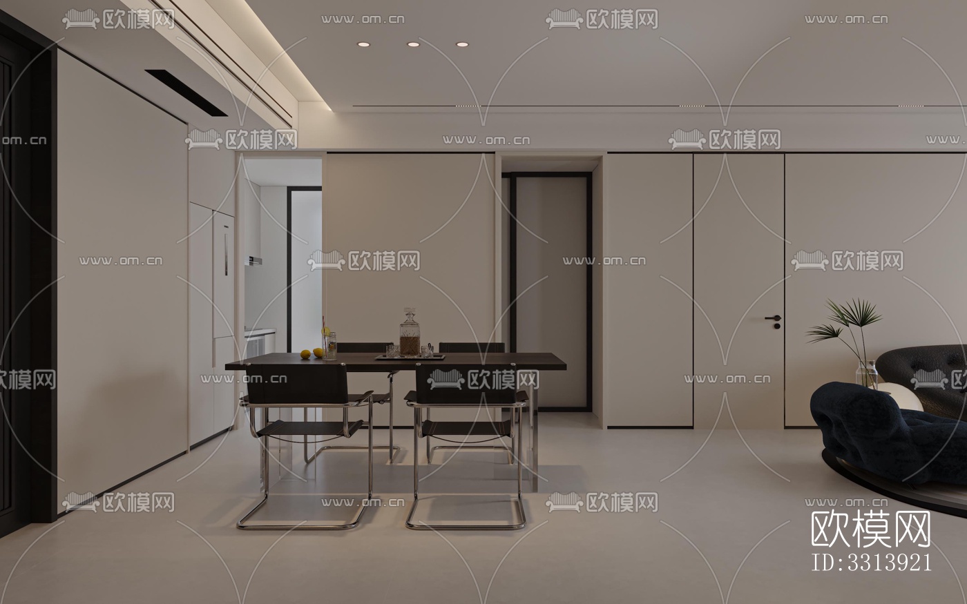 现代客餐厅效果图下载（渲染图8）