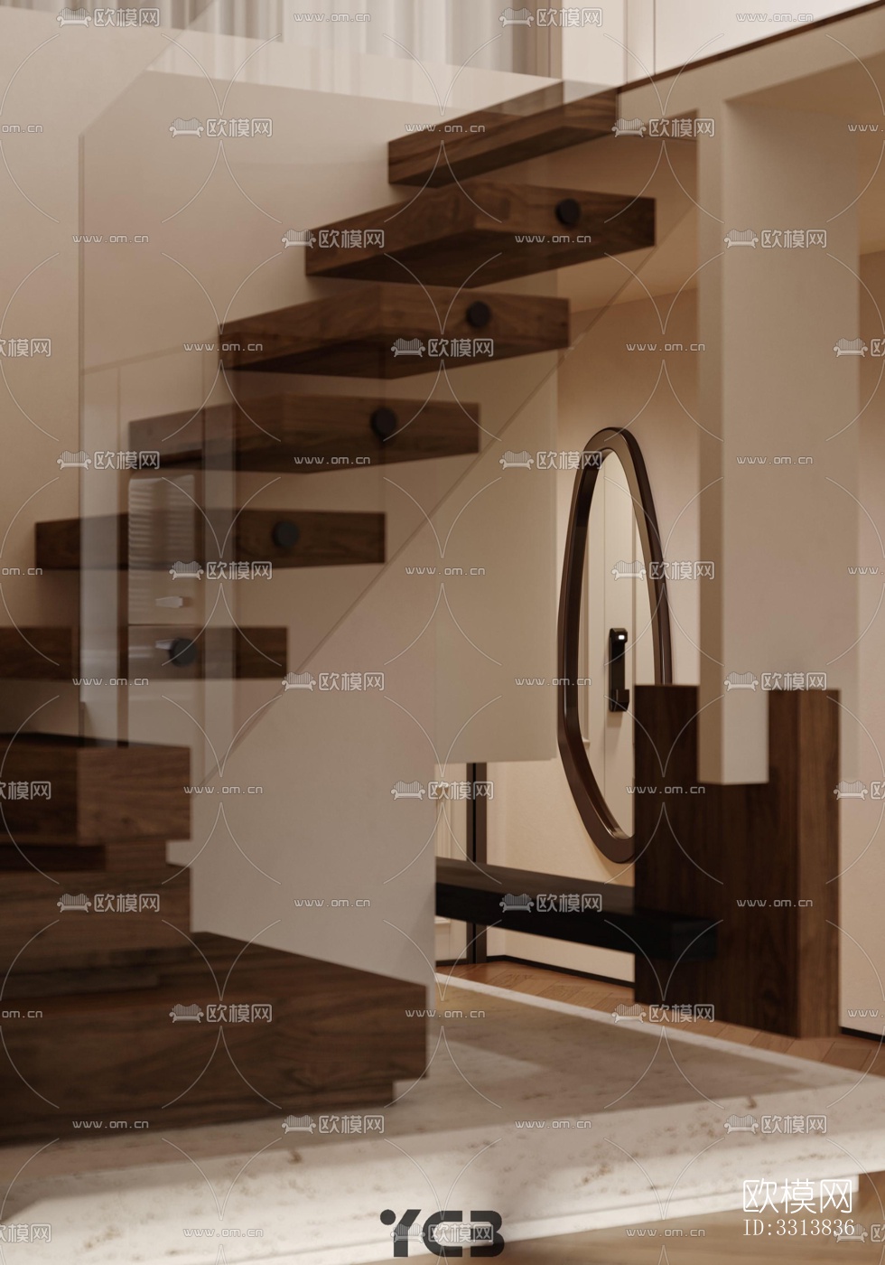 现代客餐厅效果图下载（渲染图6）