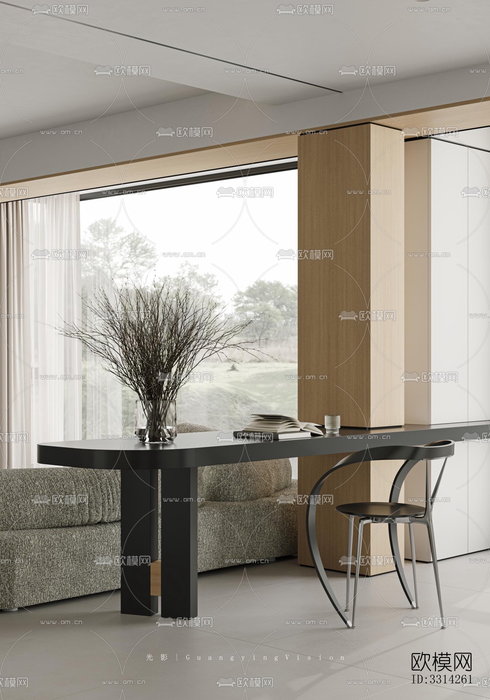 现代客餐厅效果图下载（渲染图8）