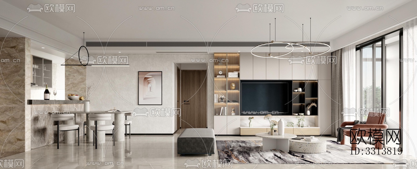 现代客餐厅效果图下载（渲染图7）