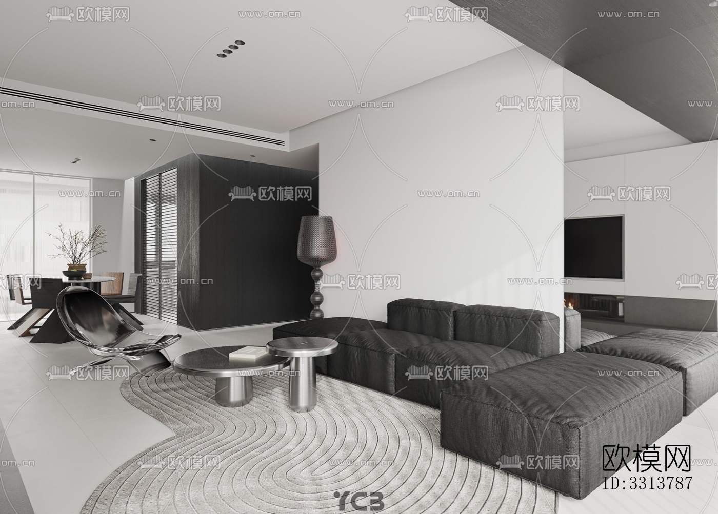 现代客餐厅效果图下载（渲染图8）