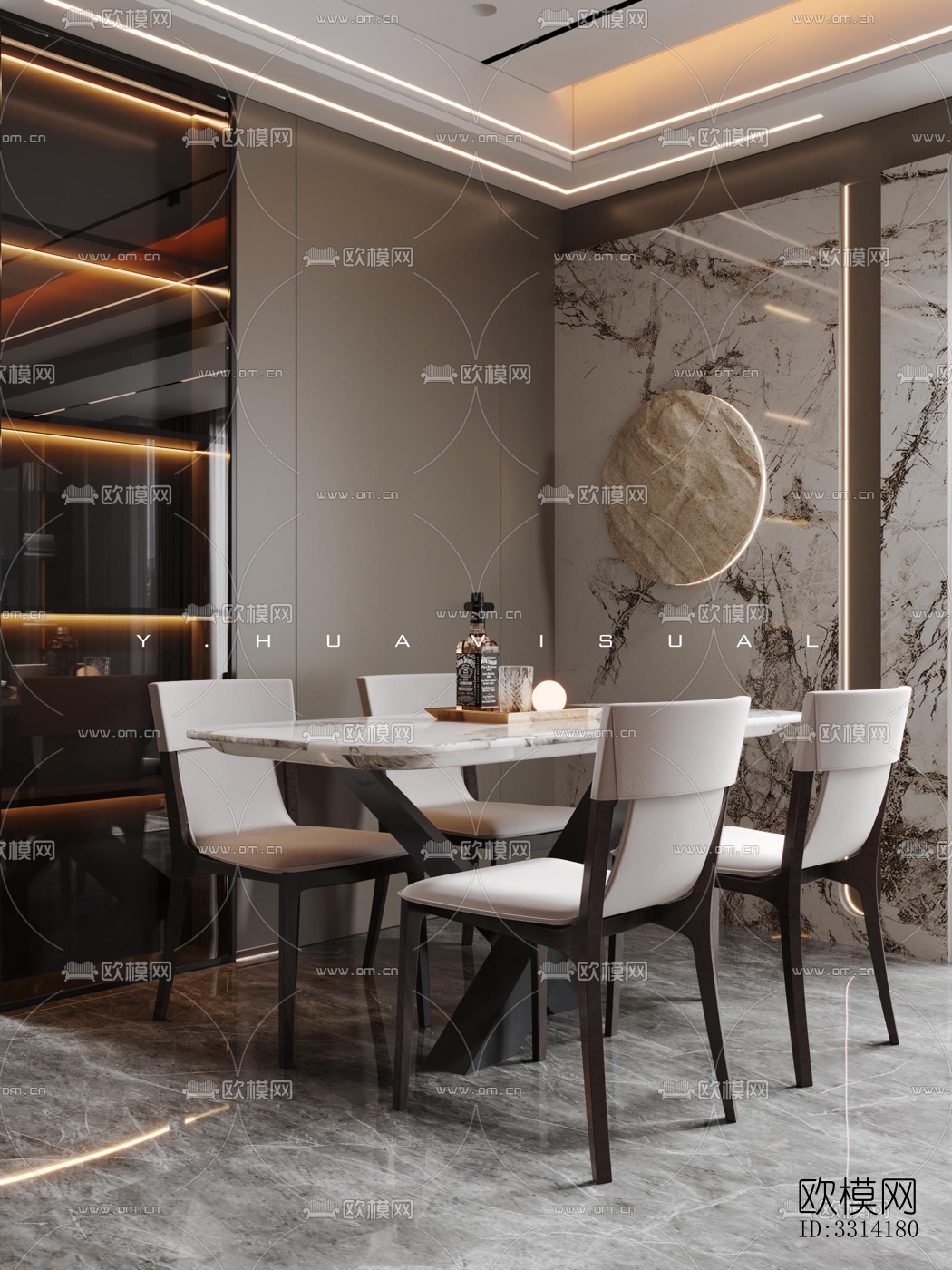 现代客餐厅效果图下载（渲染图4）