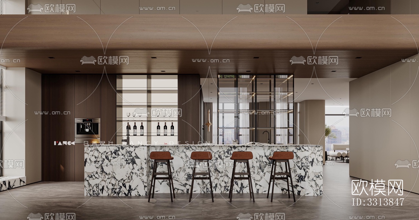 现代客餐厅效果图下载（渲染图17）