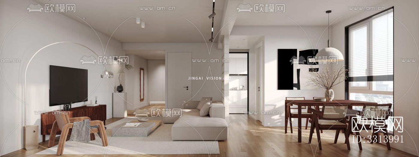 现代客餐厅效果图下载（渲染图3）